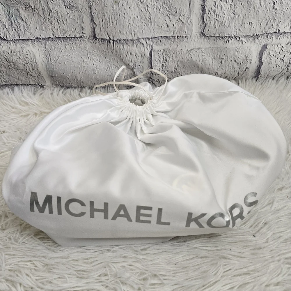 Michael Kors Blue Denim Designer Hobi Handbag With Brown Leather Tassels